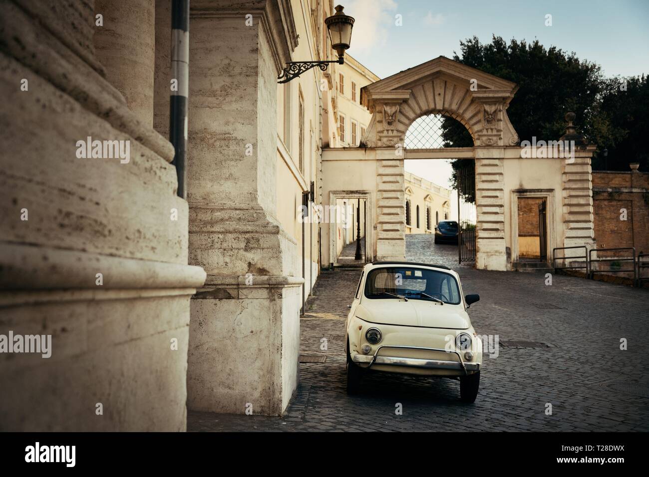 Street view with vintage car in Rome, Italy Stock Photo Alamy