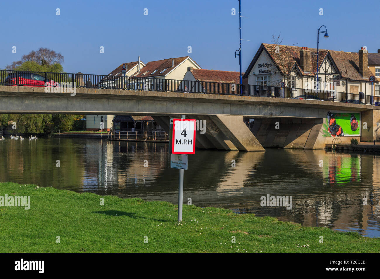 River Ouse Road bridge,St Neots town centre high street Cambridgeshire, England, gb,uk Stock Photo