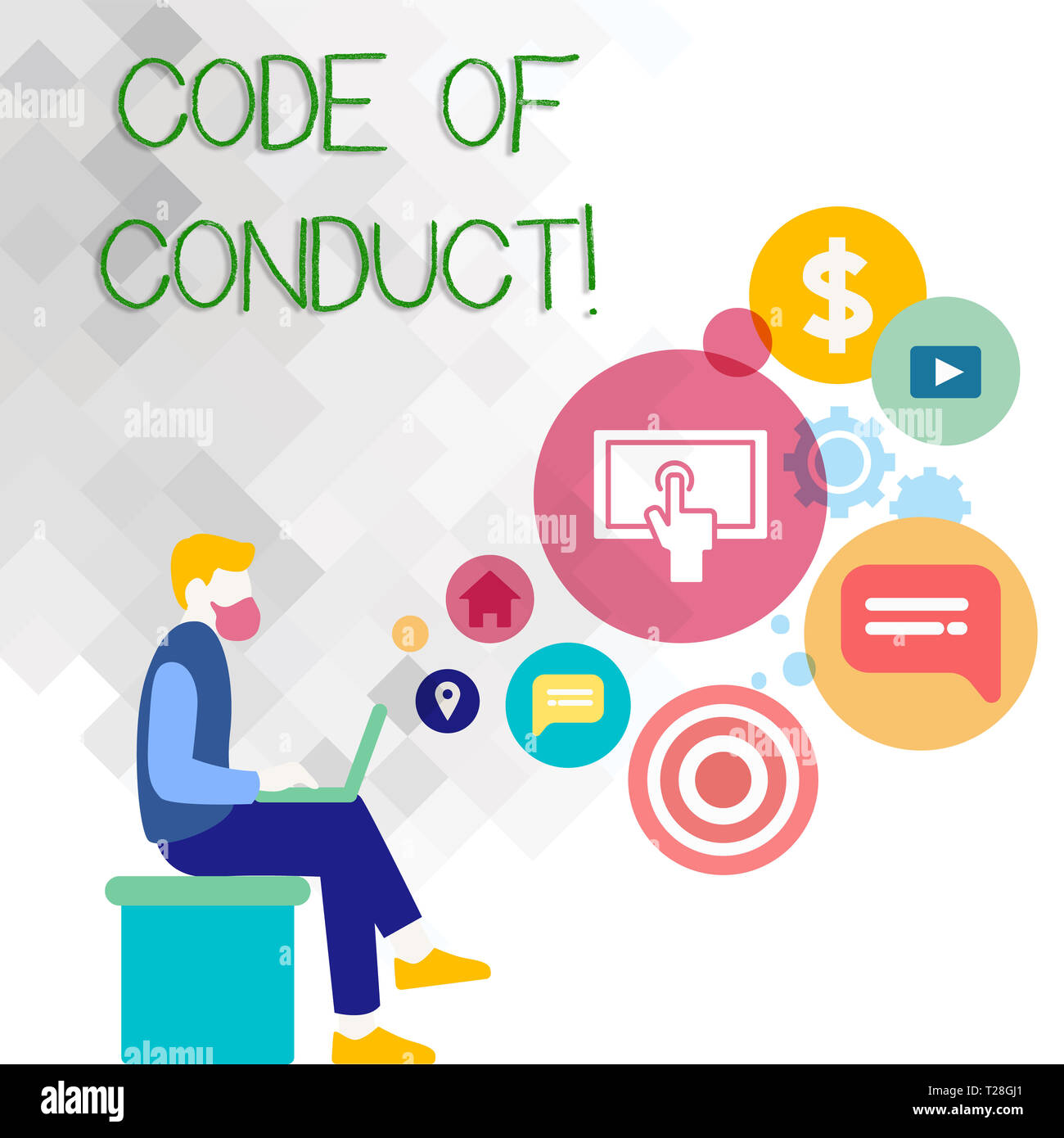 Text sign showing Code Of Conduct. Business photo showcasing Follow