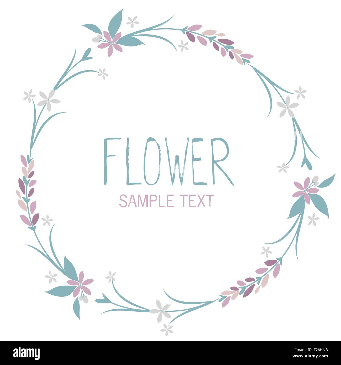 Wreath of flowers and leaves isolated on white background Stock Vector ...