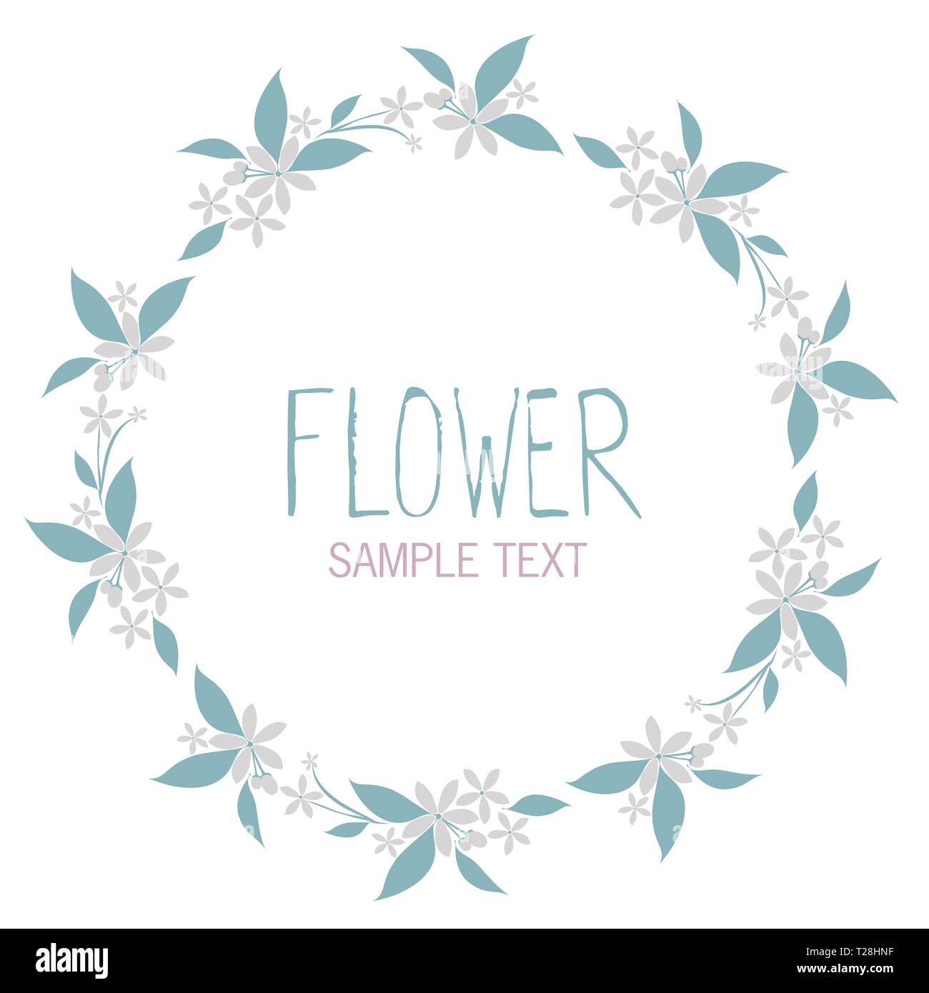 Wreath of flowers and leaves isolated on white background Stock Vector ...