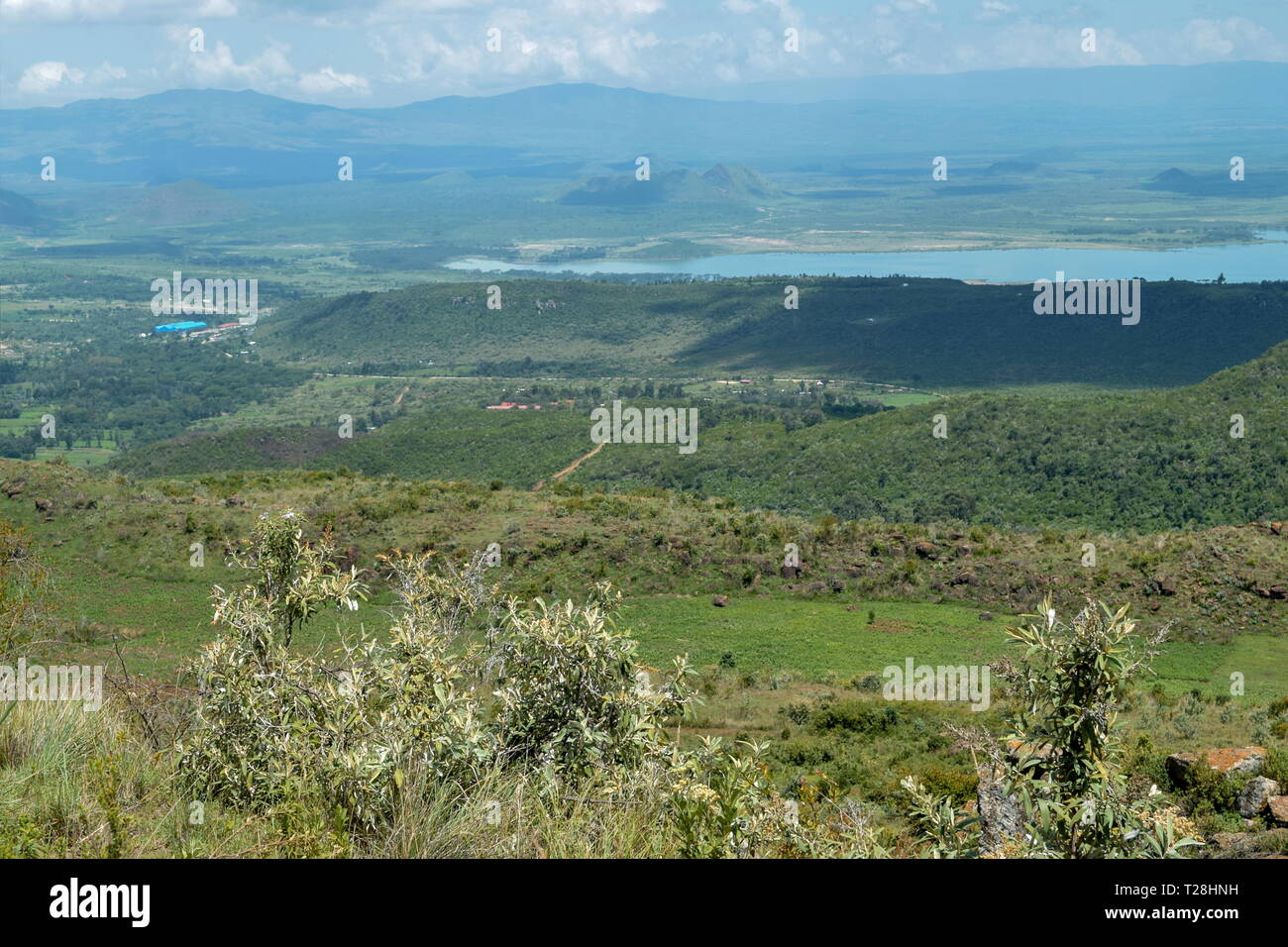 Lake against a mountain background, Lake Elementaita and sleeping ...