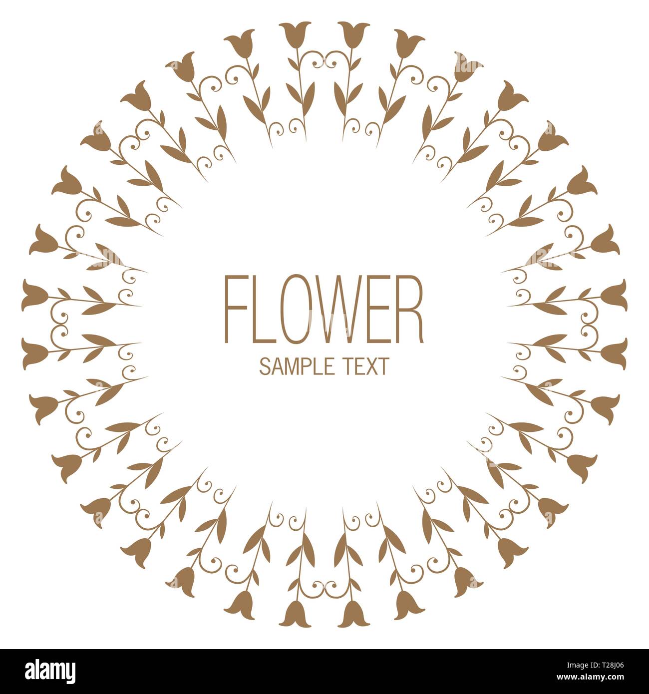 Floral wreath of stylized lilies or tulips. Vector Illustration. Stock Vector
