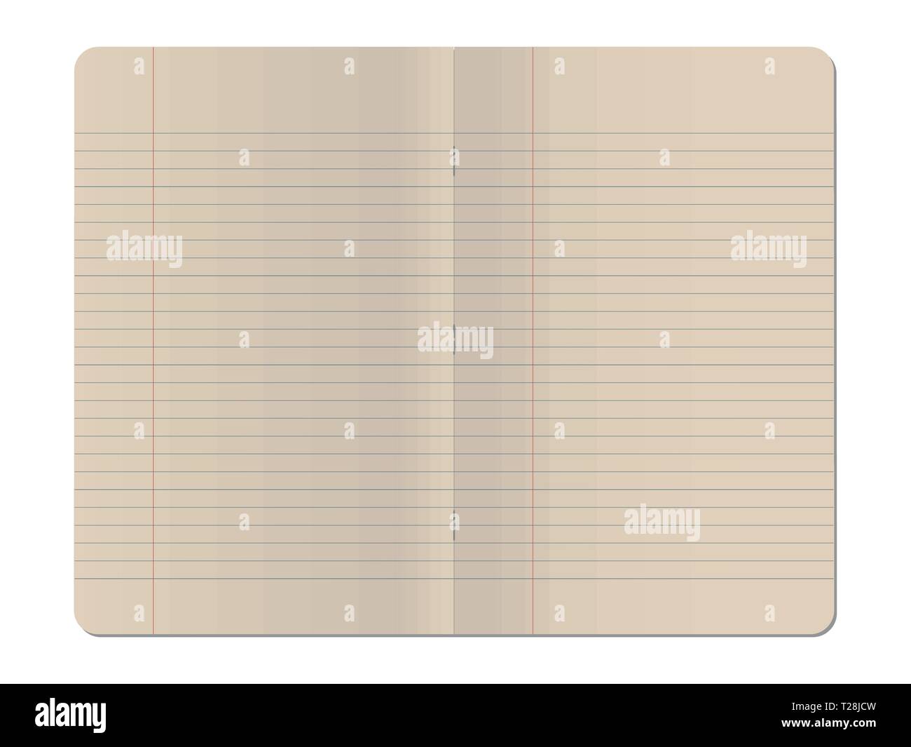 Blank stapled lines notebook isolated on white background Stock Vector ...