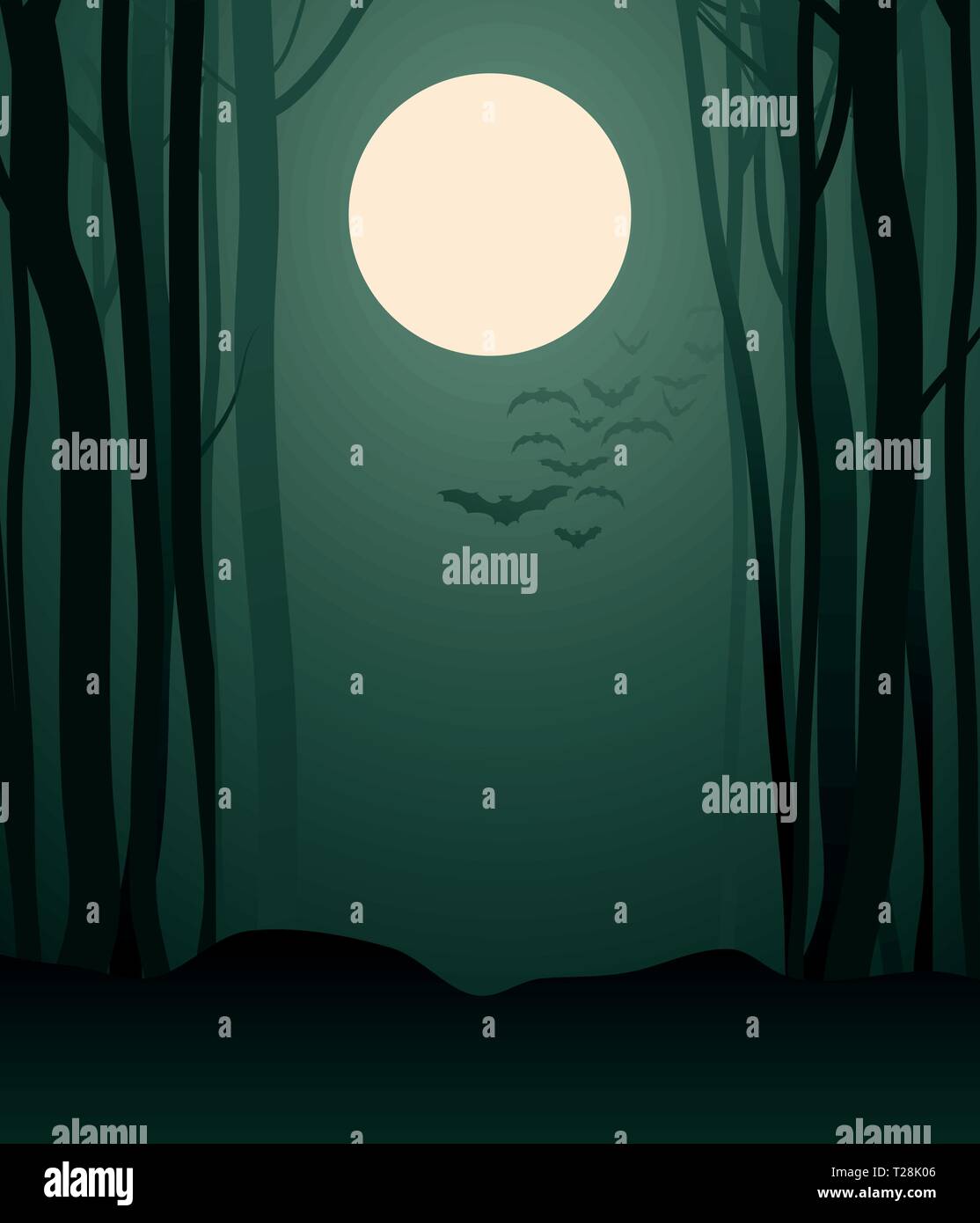 Dark creepy foggy forest Stock Vector Images - Alamy