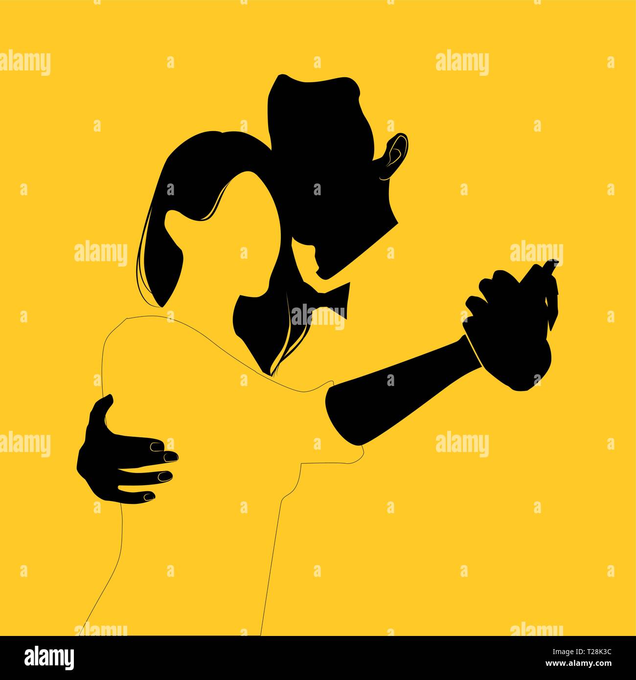 Couple silhouette dancing waltz hi-res stock photography and images - Alamy