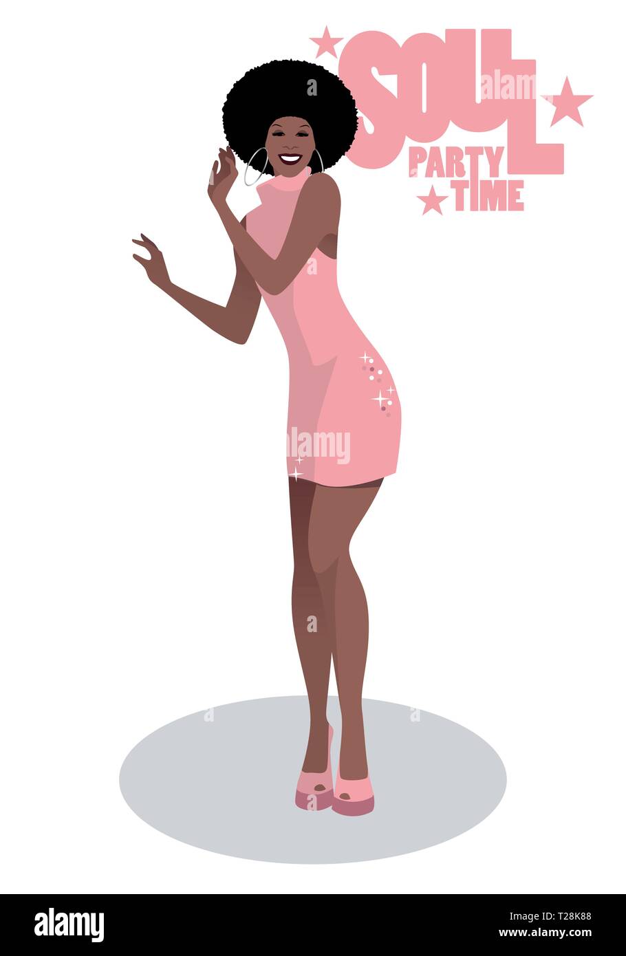 Beautiful dancer and soul singer in the style of the sixties Stock ...