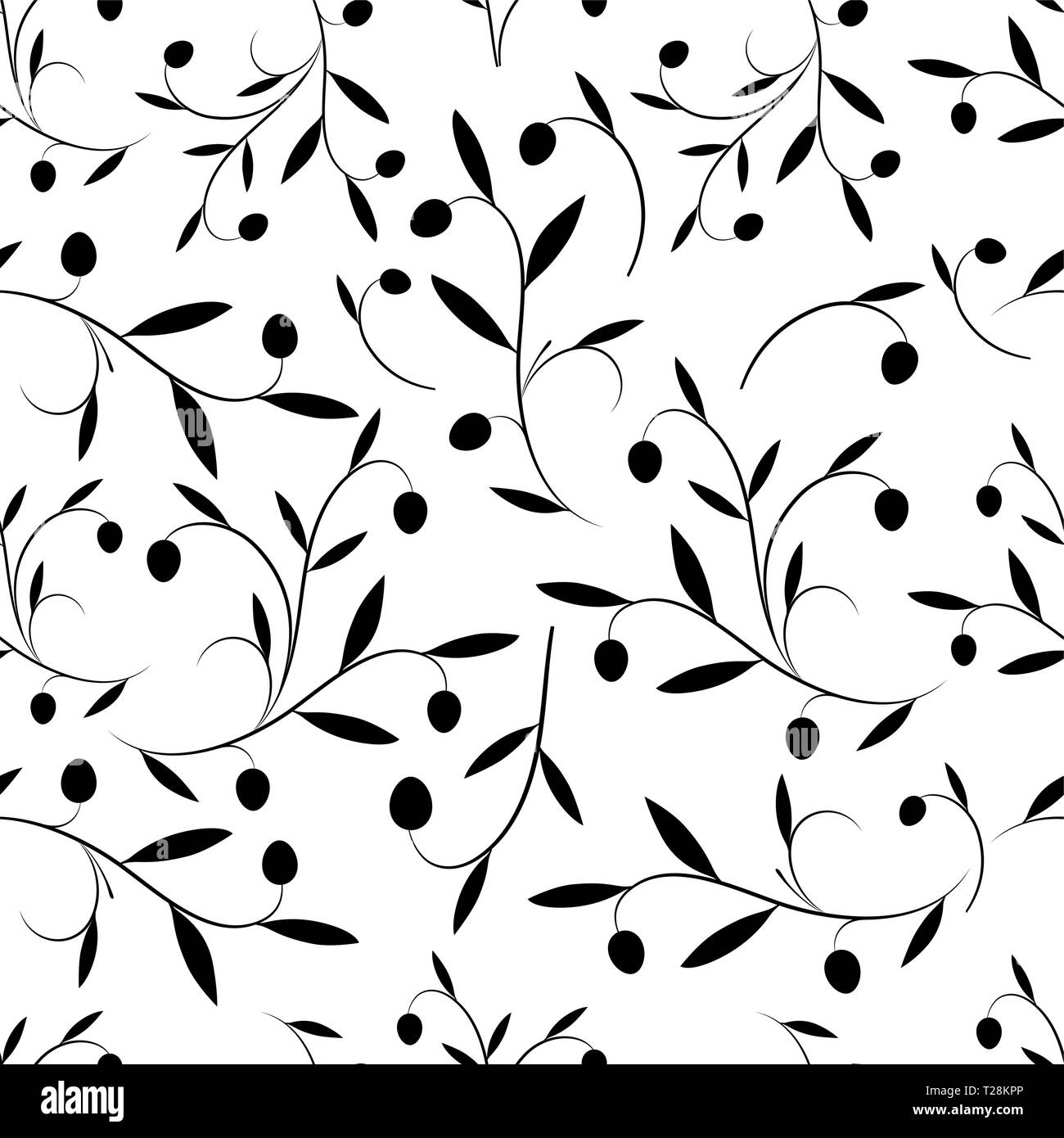 Seamless pattern of olive branches. Vector Illustration Stock Vector ...