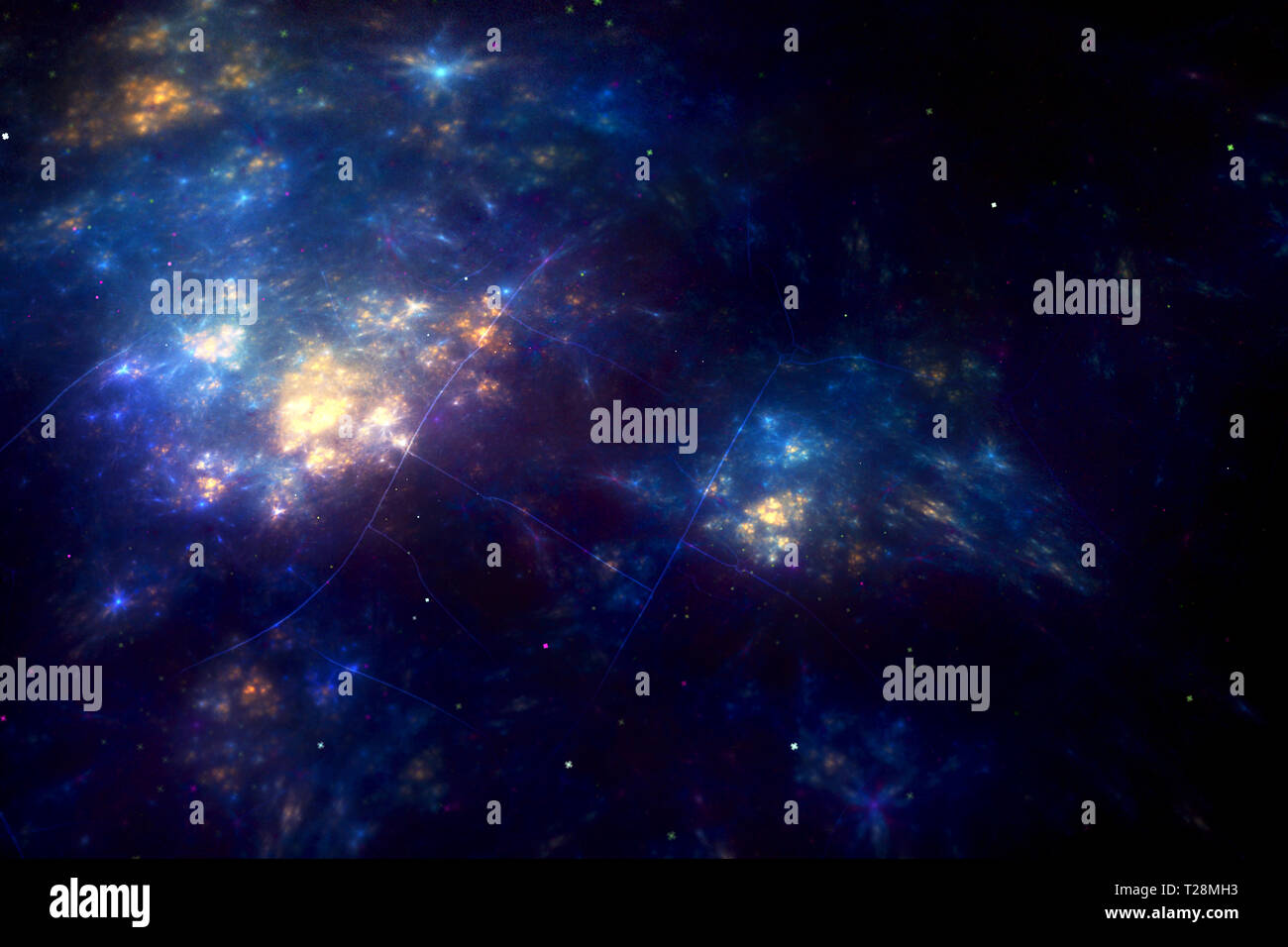 Abstract Artistic Dark Multicolored Galaxy With Bright Stars
