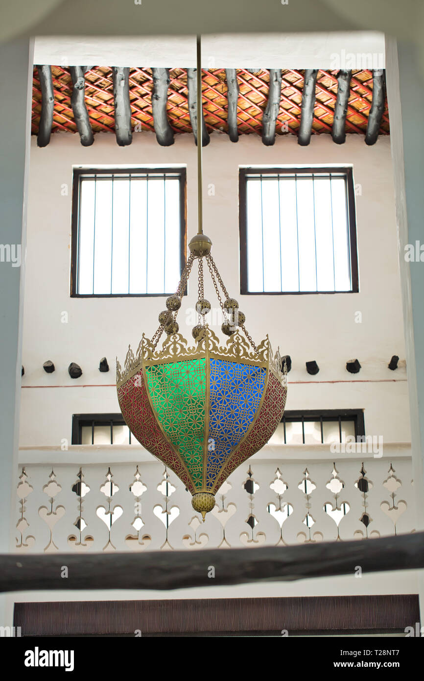 DOHA, QATAR SEPTEMBER 22, 2014 Arabic chandelier hanging in the