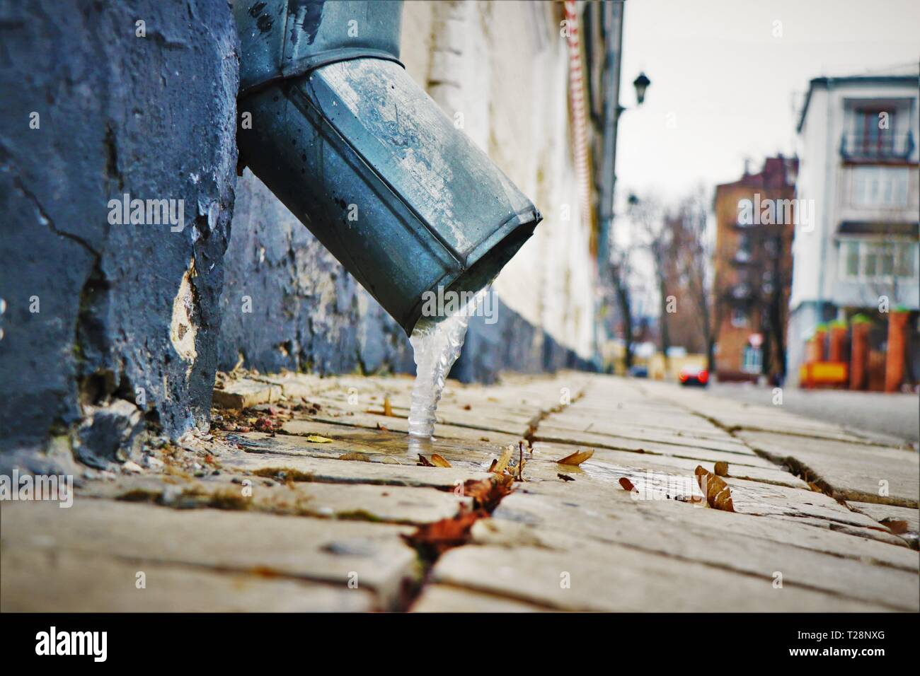 Exhaust pipe with iced water Stock Photo Alamy