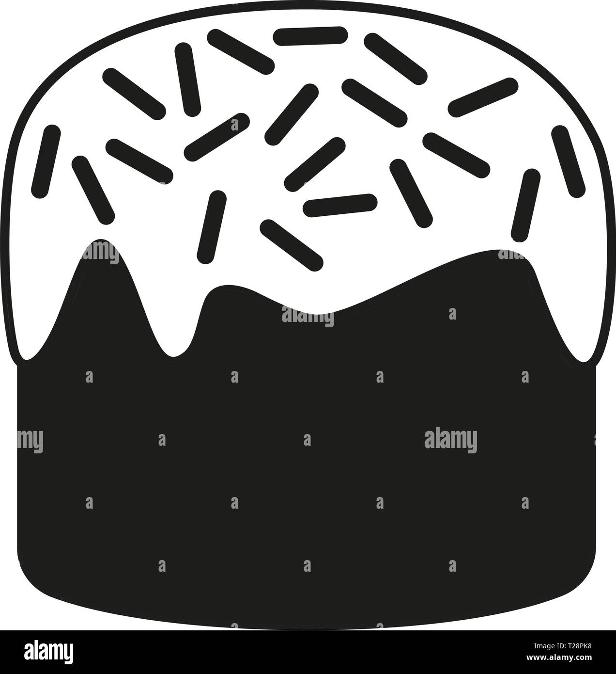 Black and white traditional easter cake silhouette Stock Vector