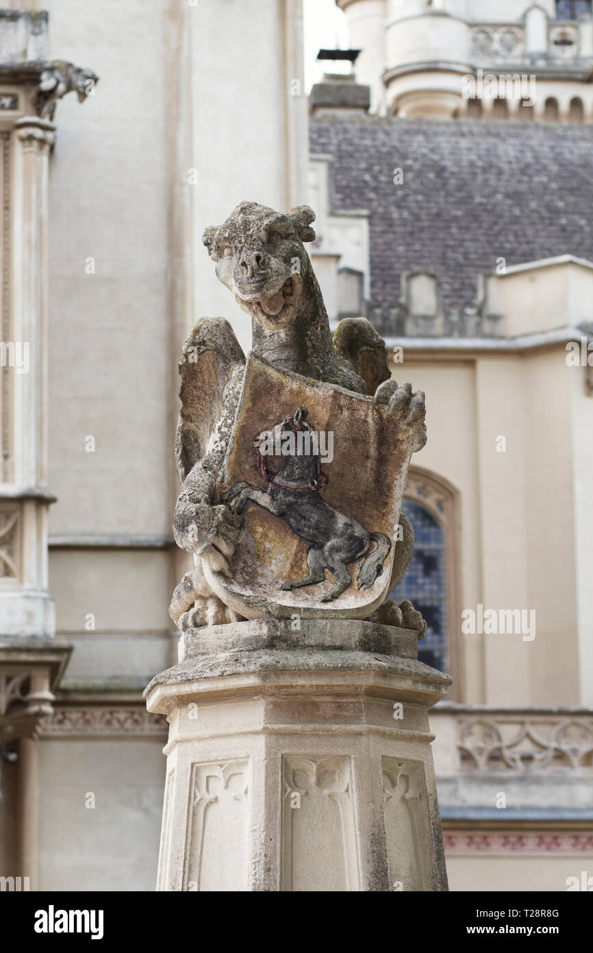 Gargoyle Mythical Creature Stone Statue At The Medieval Castle Stock