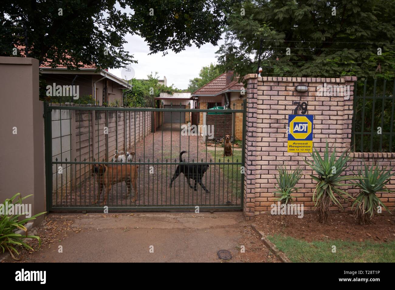 Security measures in Johannesburg suburbs Stock Photo