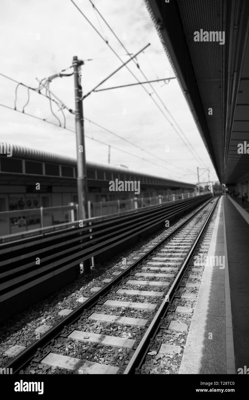 Subway Train Station Outdoors With View Of The Rails Stock Photo - Alamy