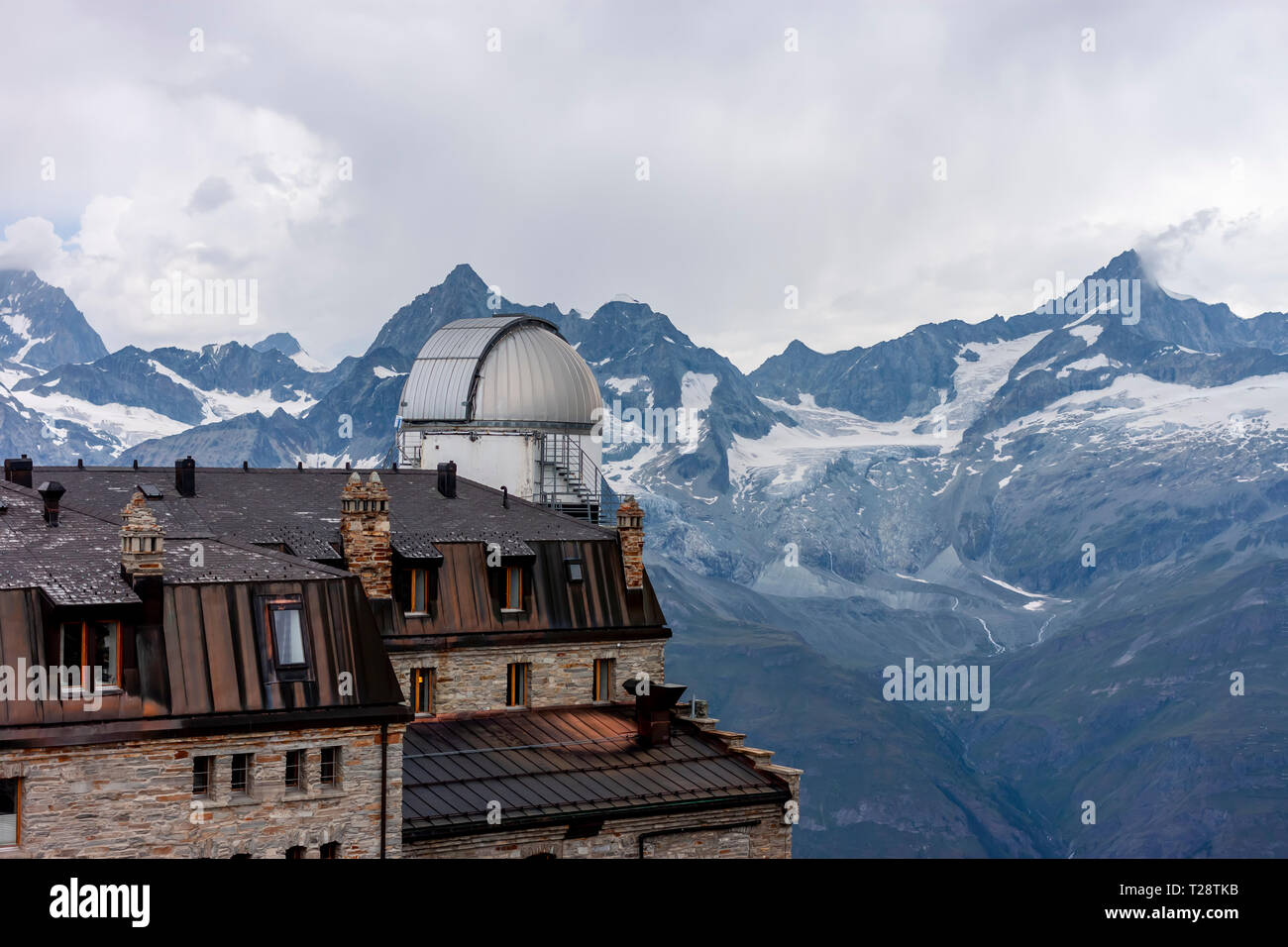 Observatory Gornergrat high in Switzerland Alps mountains Stock Photo