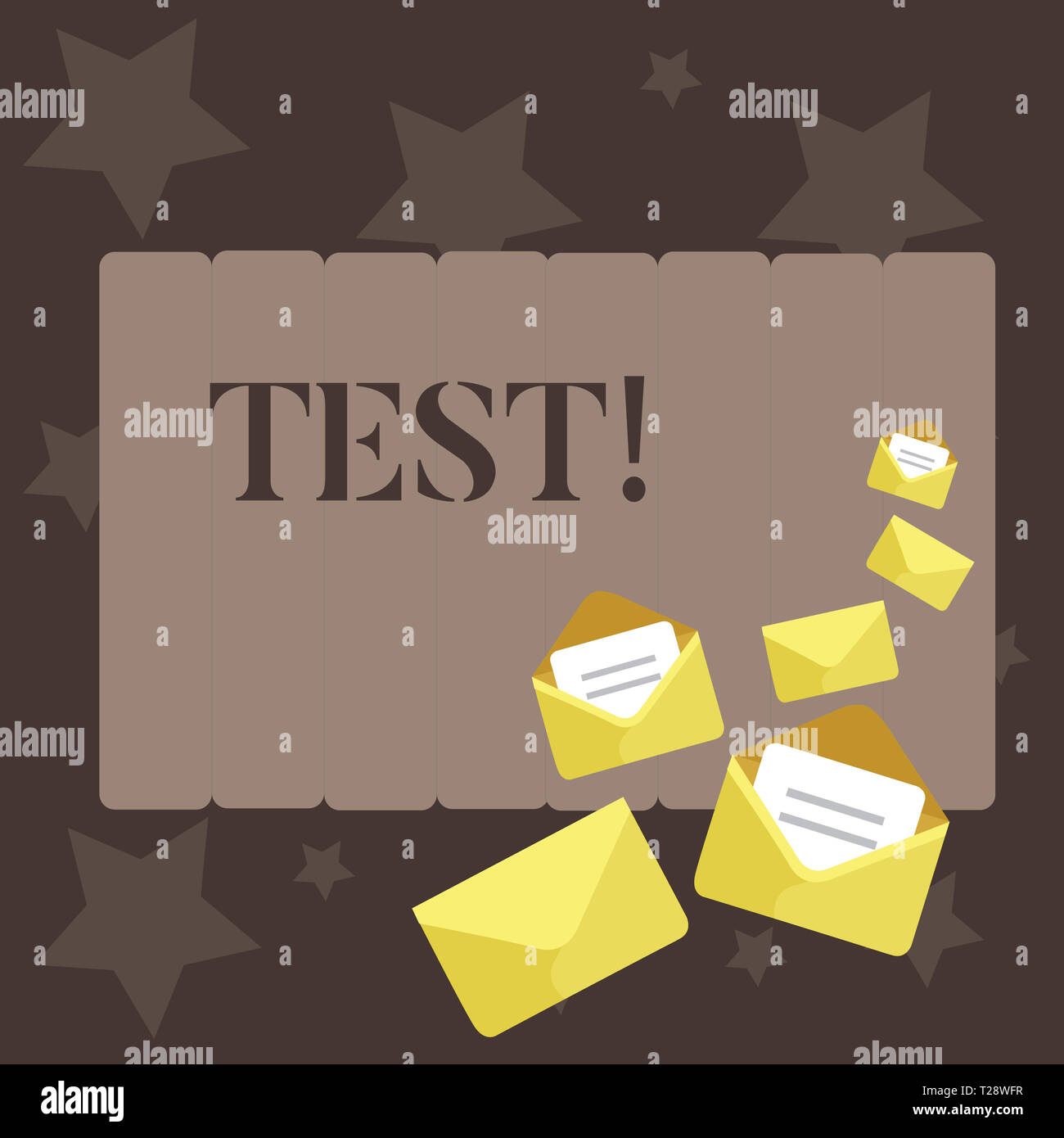 Conceptual hand writing showing Test. Concept meaning Academic systemic procedure assess reliability durability proficiency Closed and Open Envelopes  Stock Photo
