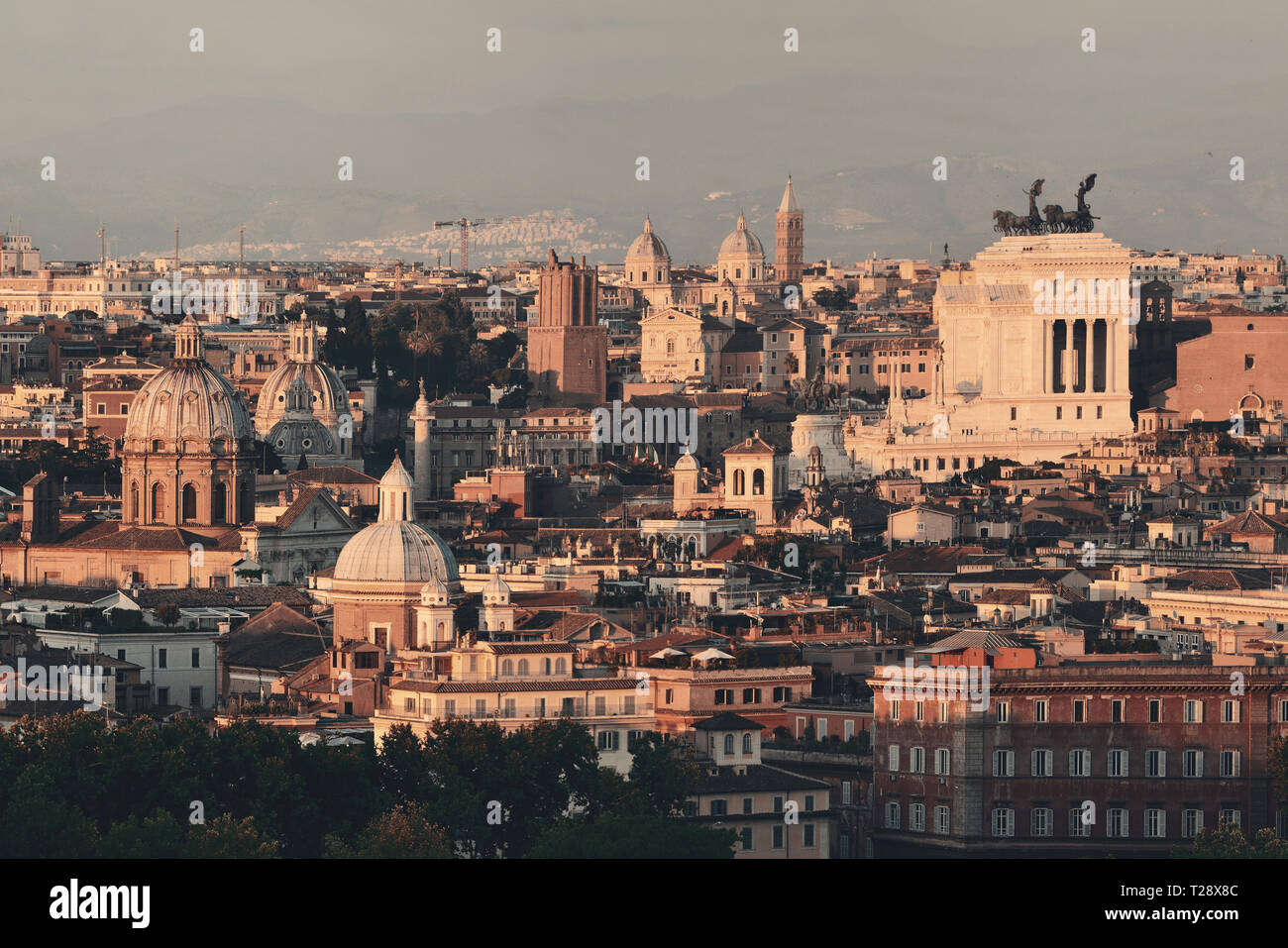 Rome rooftop view with ancient architecture in Italy Stock Photo - Alamy