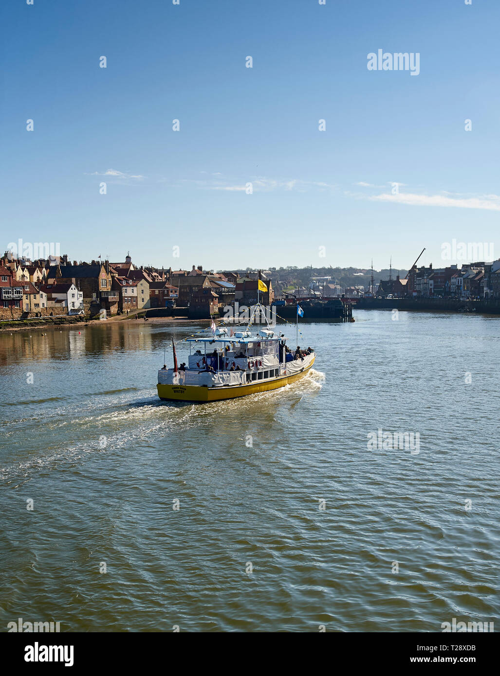 The Summer Queen boat entering the harbour at Whitby , North Yorkshire ...