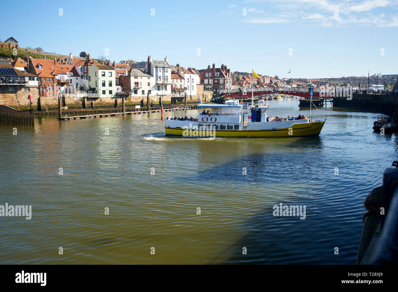 The Summer Queen boat entering the harbour at Whitby , North Yorkshire ...