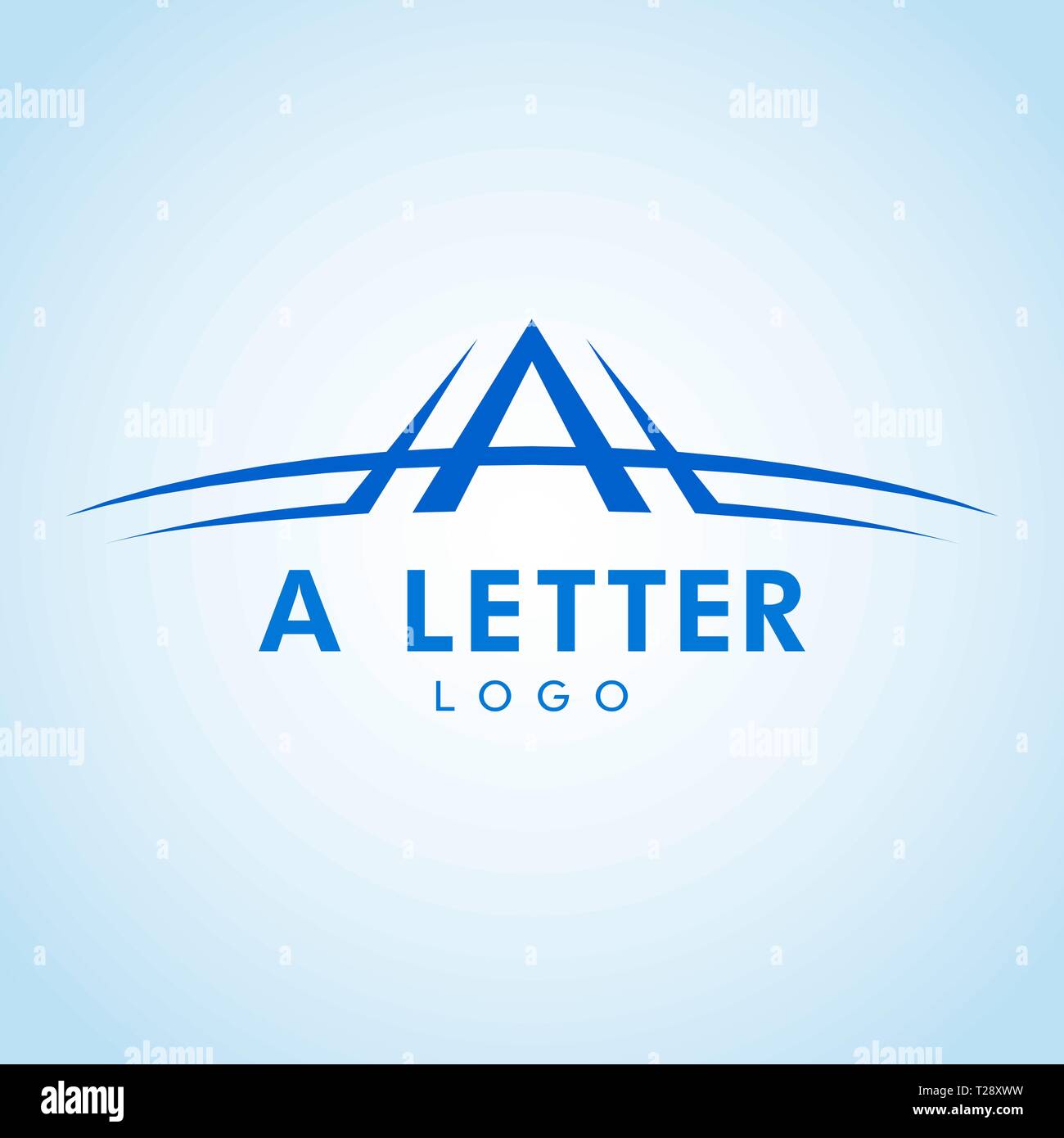 Letter A Logo with Swoosh in color shade. Stock Vector