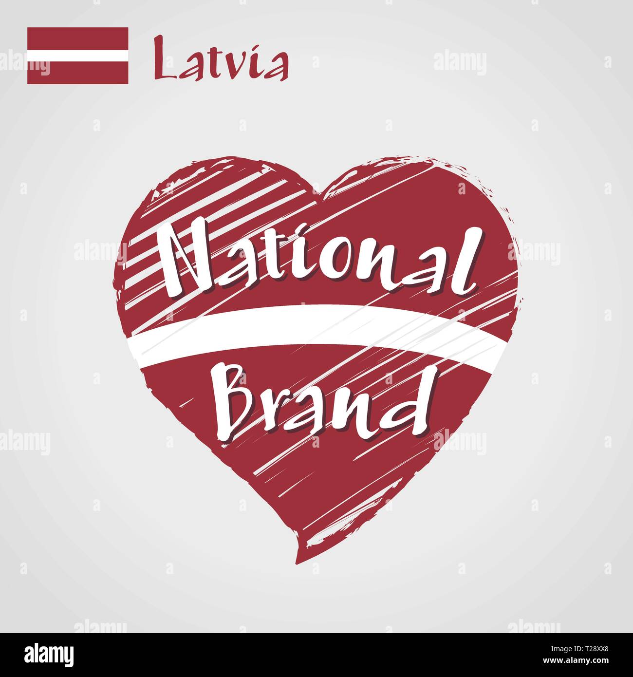 Vector flag heart of Latvia, National Brand. Stock Vector