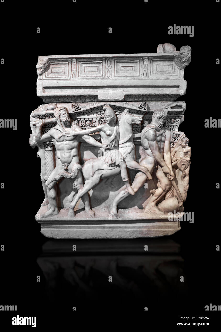 End Panel Of A Roman Relief Sculpted Hercules Sarcophagus With