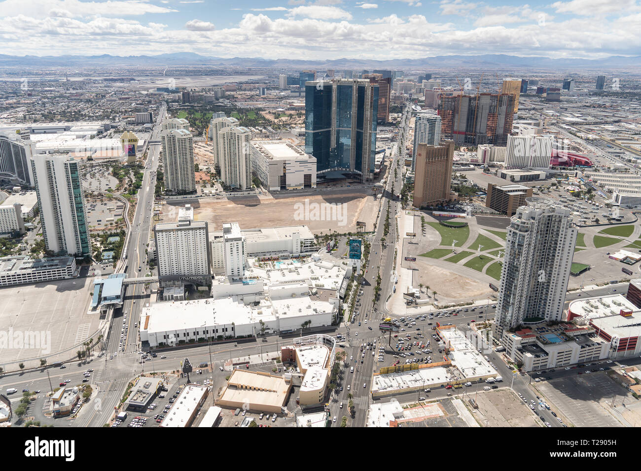 Bird's Eye View of the Las Vegas Strip During the Day from the Stratosphere Hotel & Tower Stock Photo