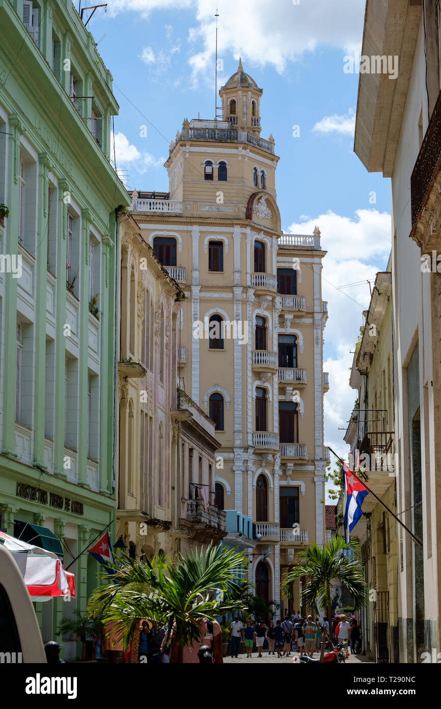 A Busy Street in Havana, Cuba Stock Photo