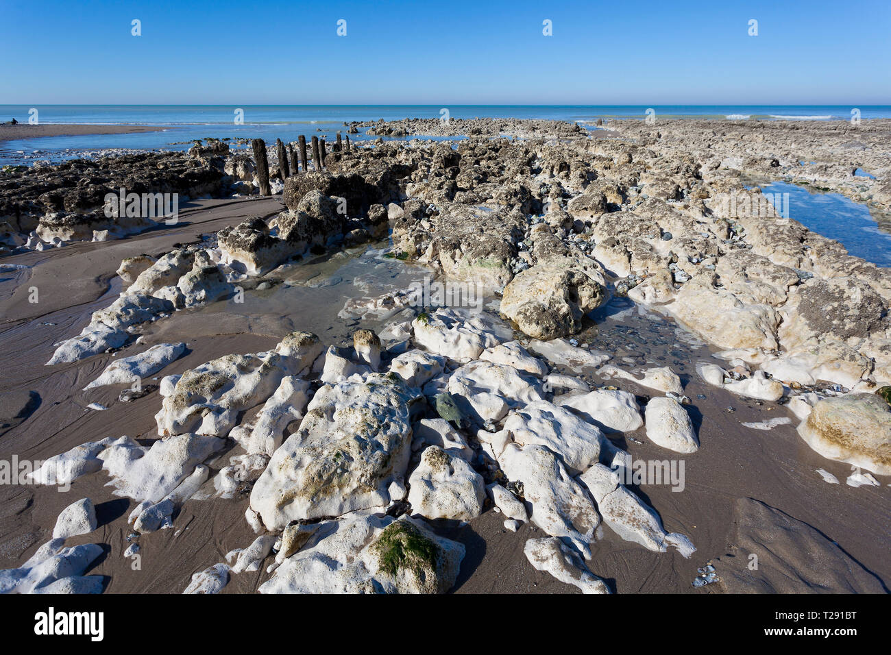 Beach of Ault, Somme, Hauts-de-France, France Stock Photo