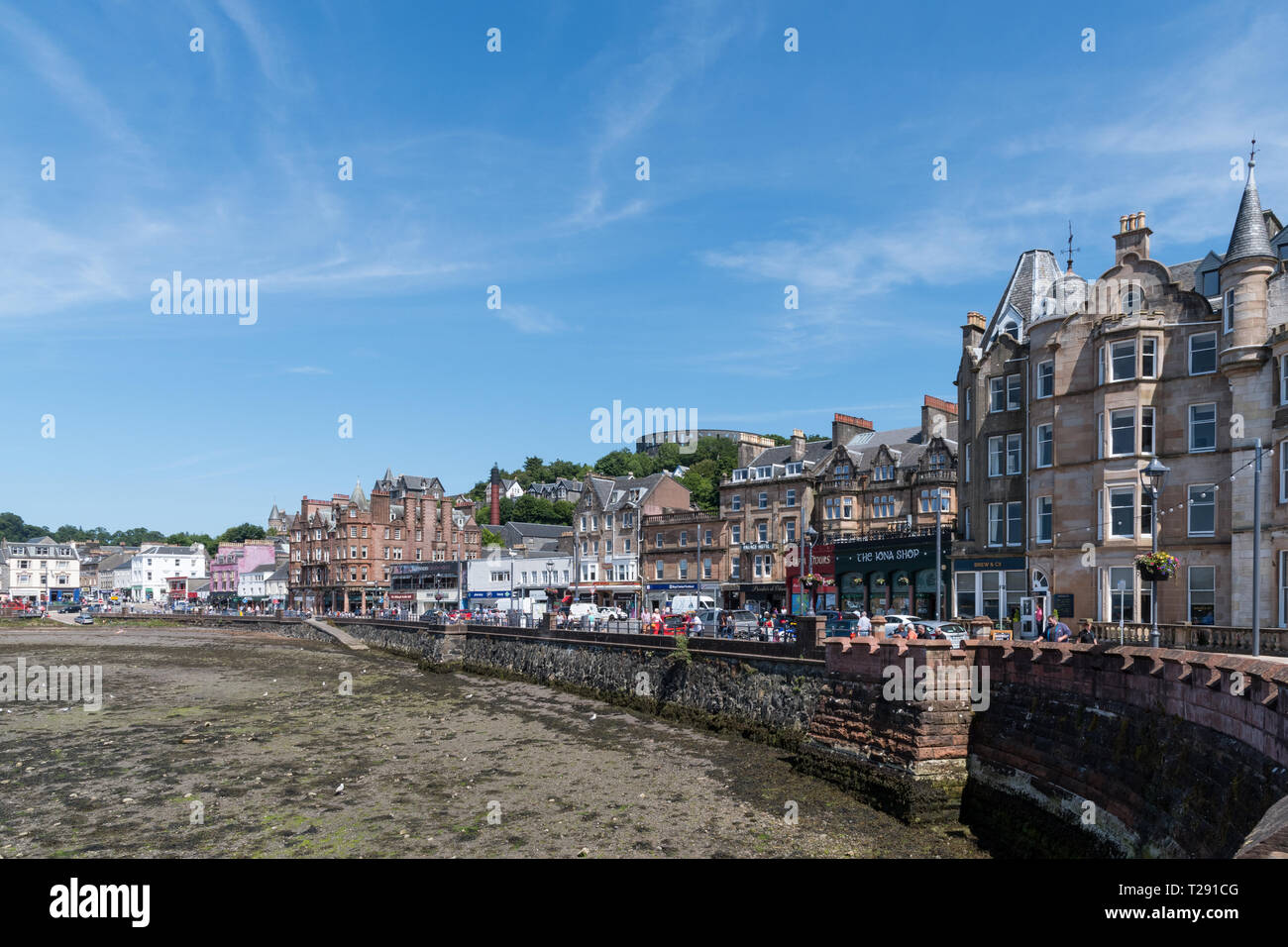 The seafront harbour of and beach in Oban, Scotland,UK Stock Photo