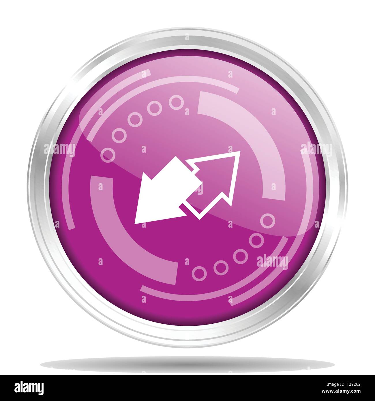 Exchange silver metallic chrome border round web icon, vector ...