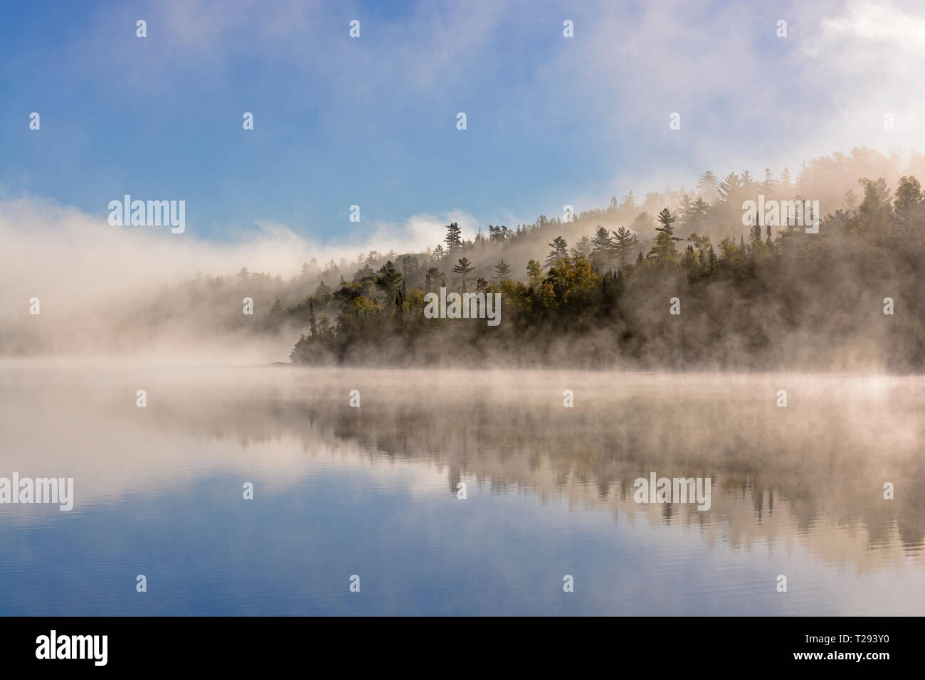 Canoe fog lake mist hi-res stock photography and images - Alamy