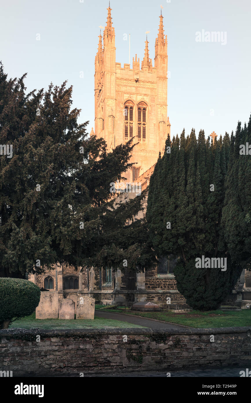 Church of St. Mary, St. Neots, Cambidgeshire, UK at sunrise. Stock Photo