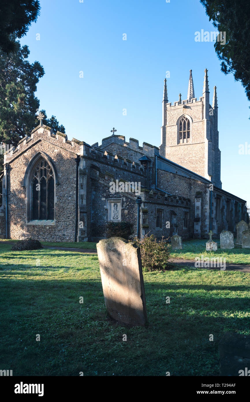All Saints Church of town Great Barford, Bedfordshire, UK Stock Photo