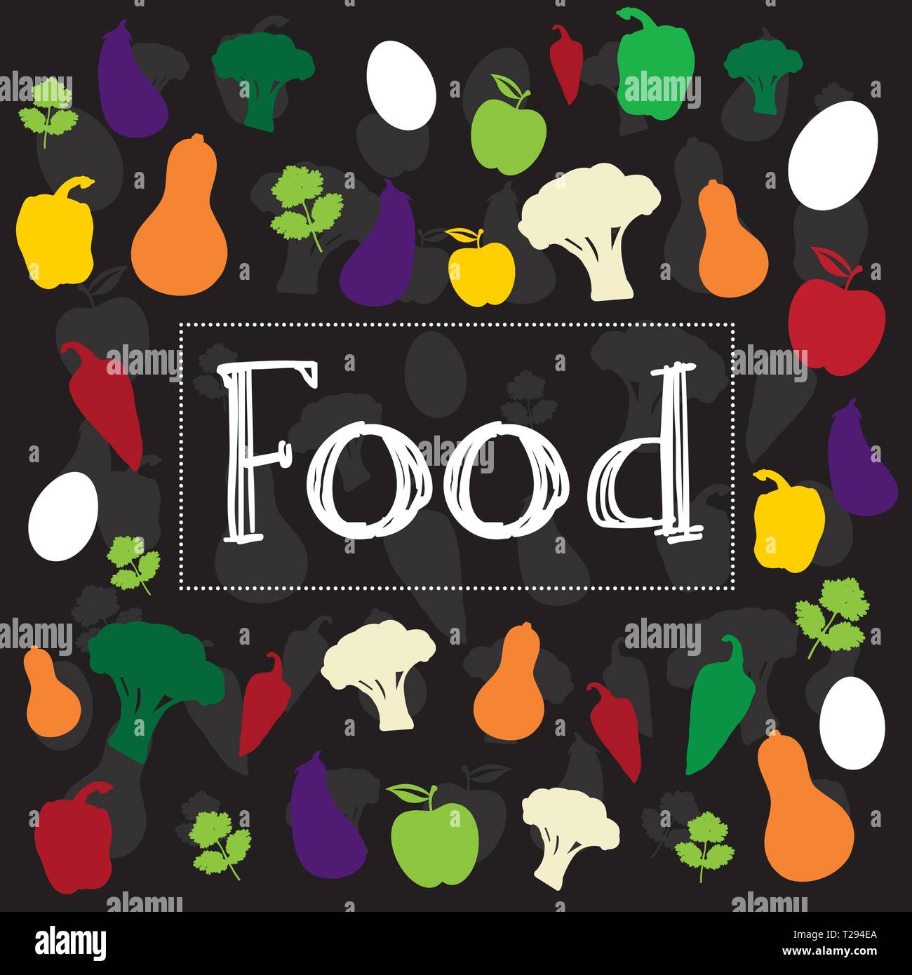 food-word-creative-colorful-design-illustration-stock-vector-image