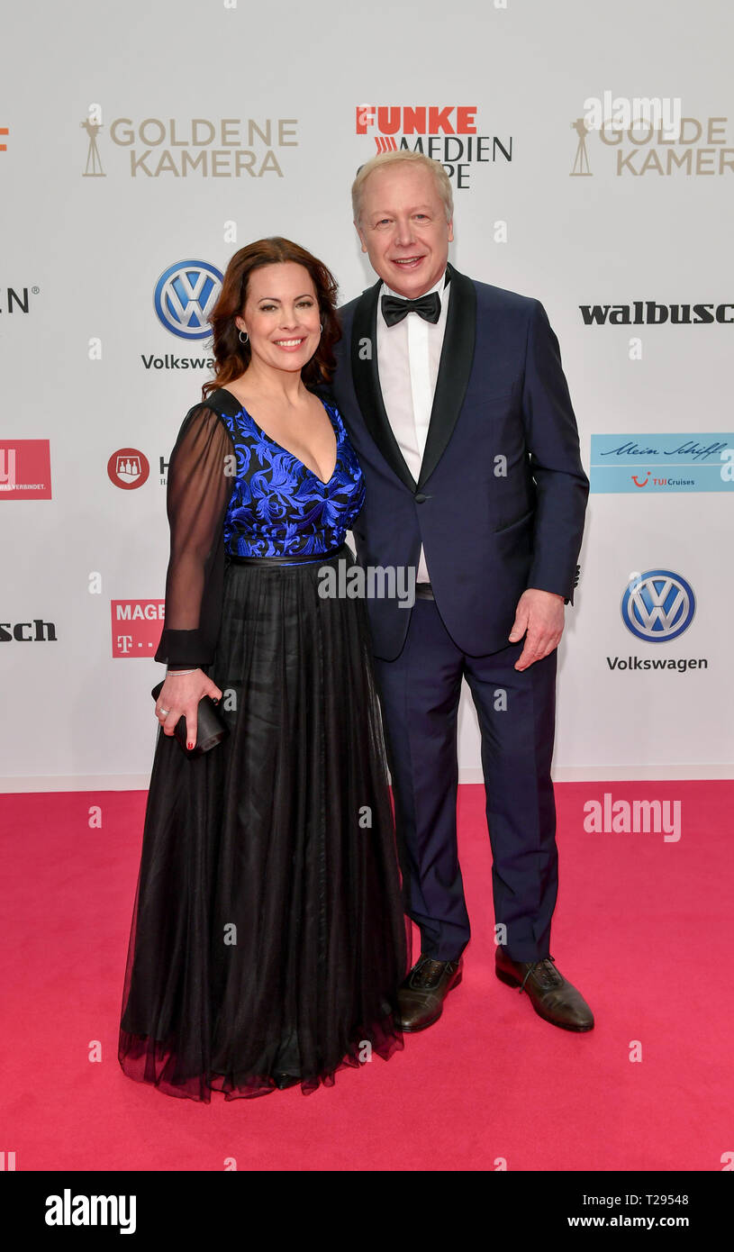 Berlin, Germany. 30th Mar, 2019. Tom Buhrow and girlfriend Daniela Boff at  the Golden Camera ceremony.