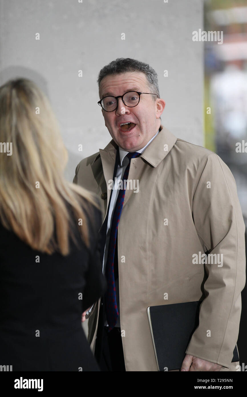 London, UK, 31st March 2019. Tom Watson Deputy Leader of the Labour Party arrives for the the BBC Andrew Marr Show at the BBC studios Credit: Stock Photo