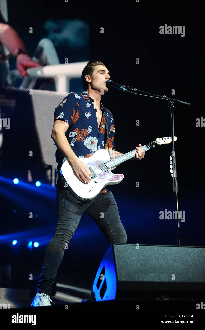 London, UK. 30th March 2019. Charlie Simpson of Rock band Busted seen performing live on stage during their Halfway there tour 2019 at Wembley SSE Arena London. Credit: SOPA Images Limited/Alamy Live News Stock Photo