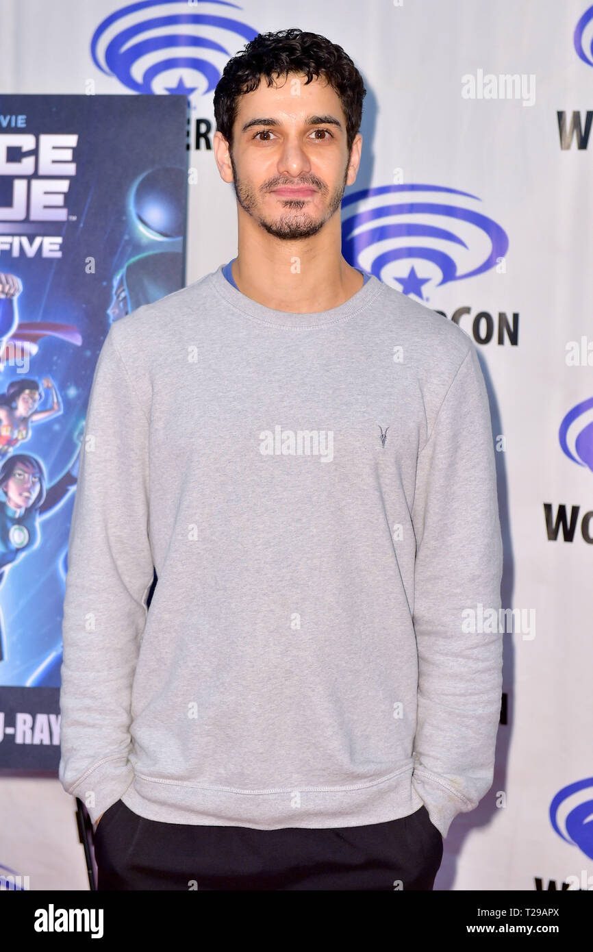 Anaheim, USA. 29th Mar, 2019. Elyes Gabel at the Photocall for the animated film 'Justice League Vs. the Fatal Five 'at WonderCon 2019 at the Anaheim Convention Center. Anaheim, 29.03.2019 | usage worldwide Credit: dpa/Alamy Live News Stock Photo