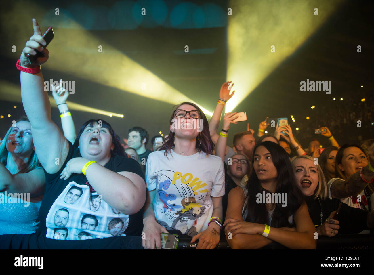 United Kingdom, Wembley Arena, 30th March 2018.  Busted fans to see their band perform live on stage during their 'Half Way There' tour at Wembley Arena.  Michael Tubi / Alamy Live News Stock Photo