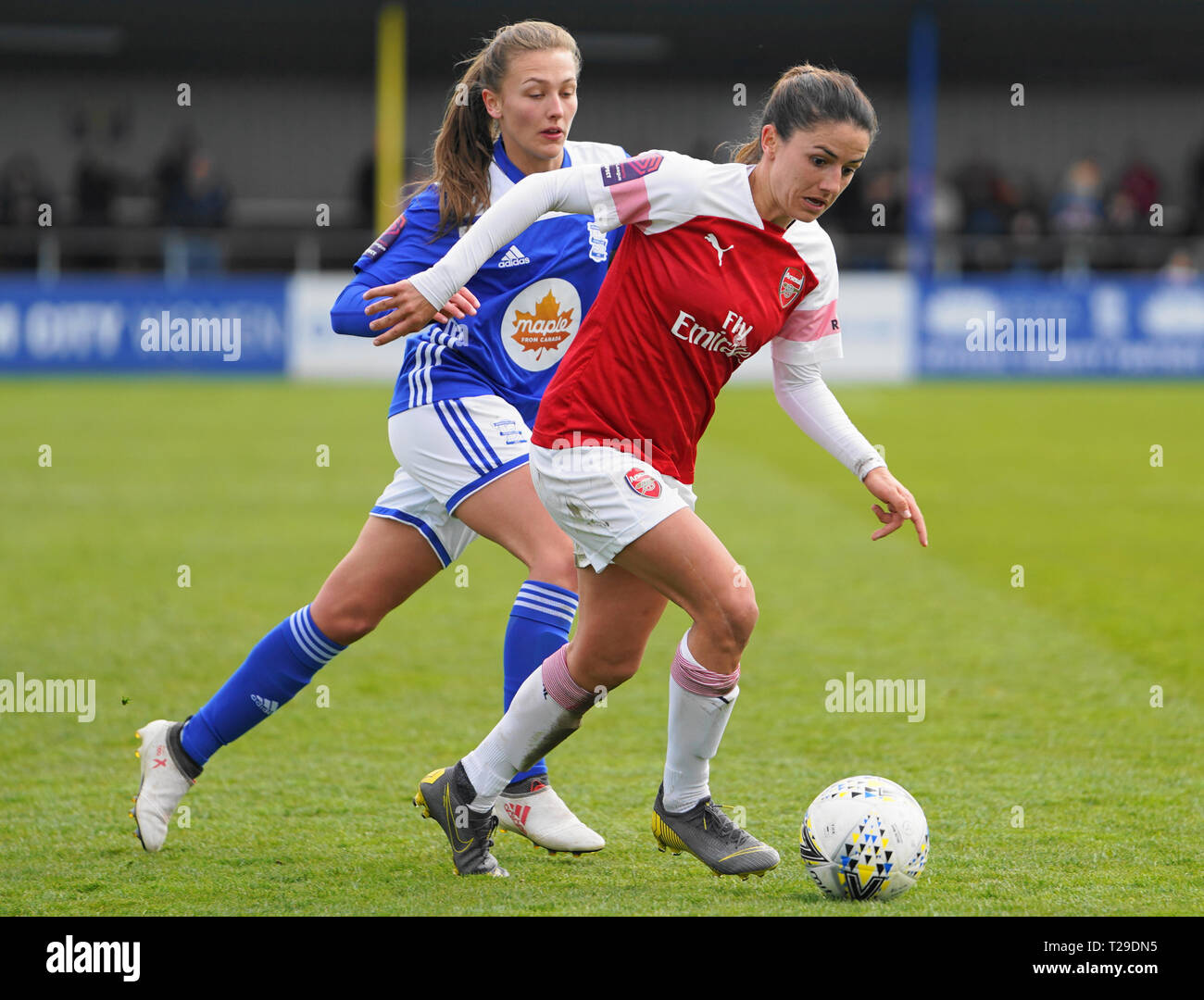 Solihull, UK. 31st Mar, 2019. SOLIHULL, ENGLAND - MARCH 31: Danielle Van De Donk of Arsenal pushing forward into the box during the FA Women's Super League football match between Birmingham City Women vs Arsenal Women at Solihull Moors FC, Damson Park on March 31, 2019 in Solihull, England. Credit: Action Foto Sport/Alamy Live News Stock Photo