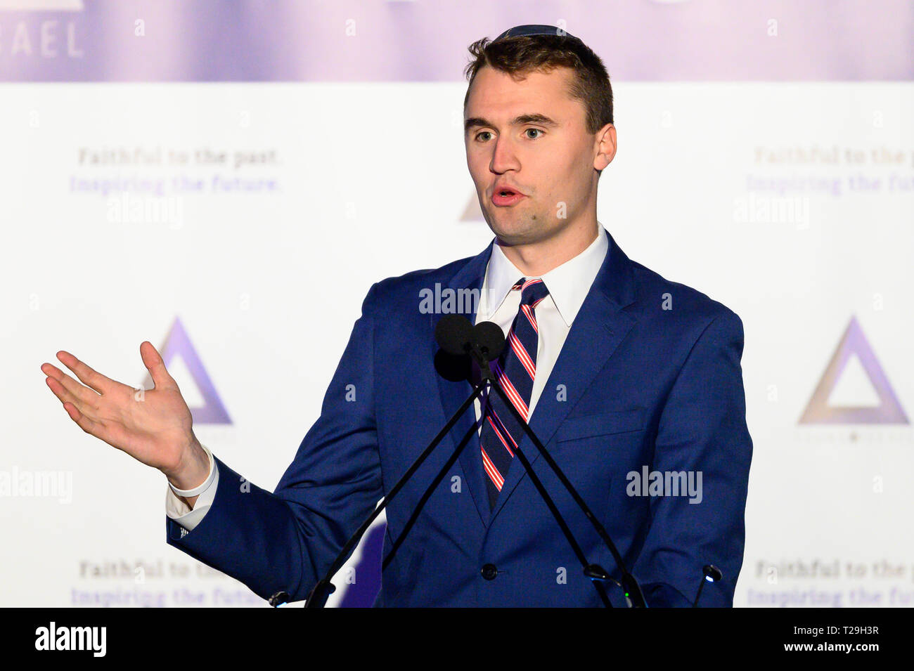 New York, USA. 31st Mar, 2019. Charlie Kirk, founder of Turning Point USA, at the National Council of Young Israel Gala in New York City. Credit: SOPA Images Limited/Alamy Live News Stock Photo