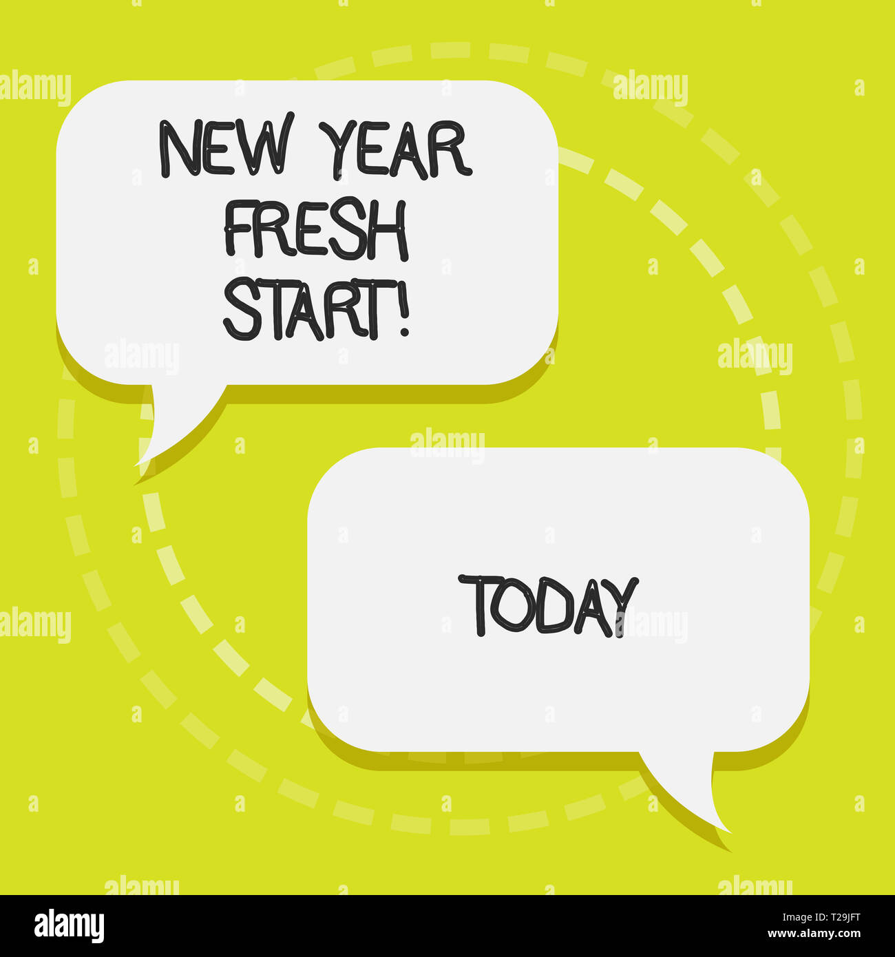 Conceptual Hand Writing Showing New Year Fresh Start Concept Meaning Time To Follow Resolutions Reach Out Dream Job Blank White Speech Balloons Conve Stock Photo Alamy