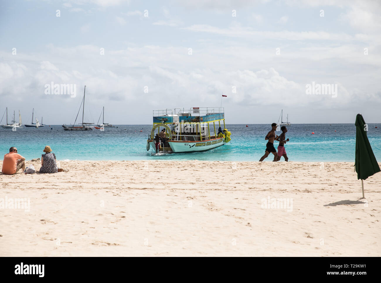 Glass Bottom boat by the Beach in Bridgetown, Barbados Stock Photo Alamy