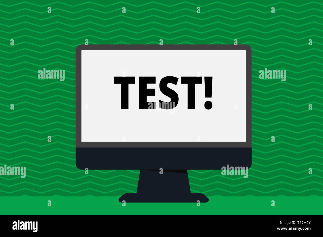 Writing note showing Test. Business concept for Academic systemic procedure assess reliability durability proficiency Blank Desktop Computer Colorful  Stock Photo