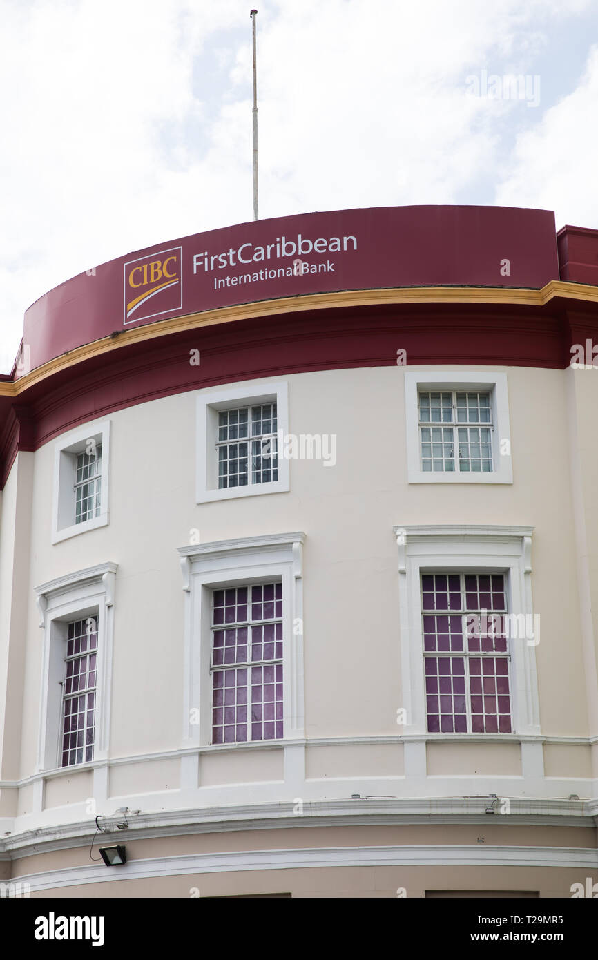 First Caribbean bank building in Bridgetown, the capital of Barbados Stock Photo