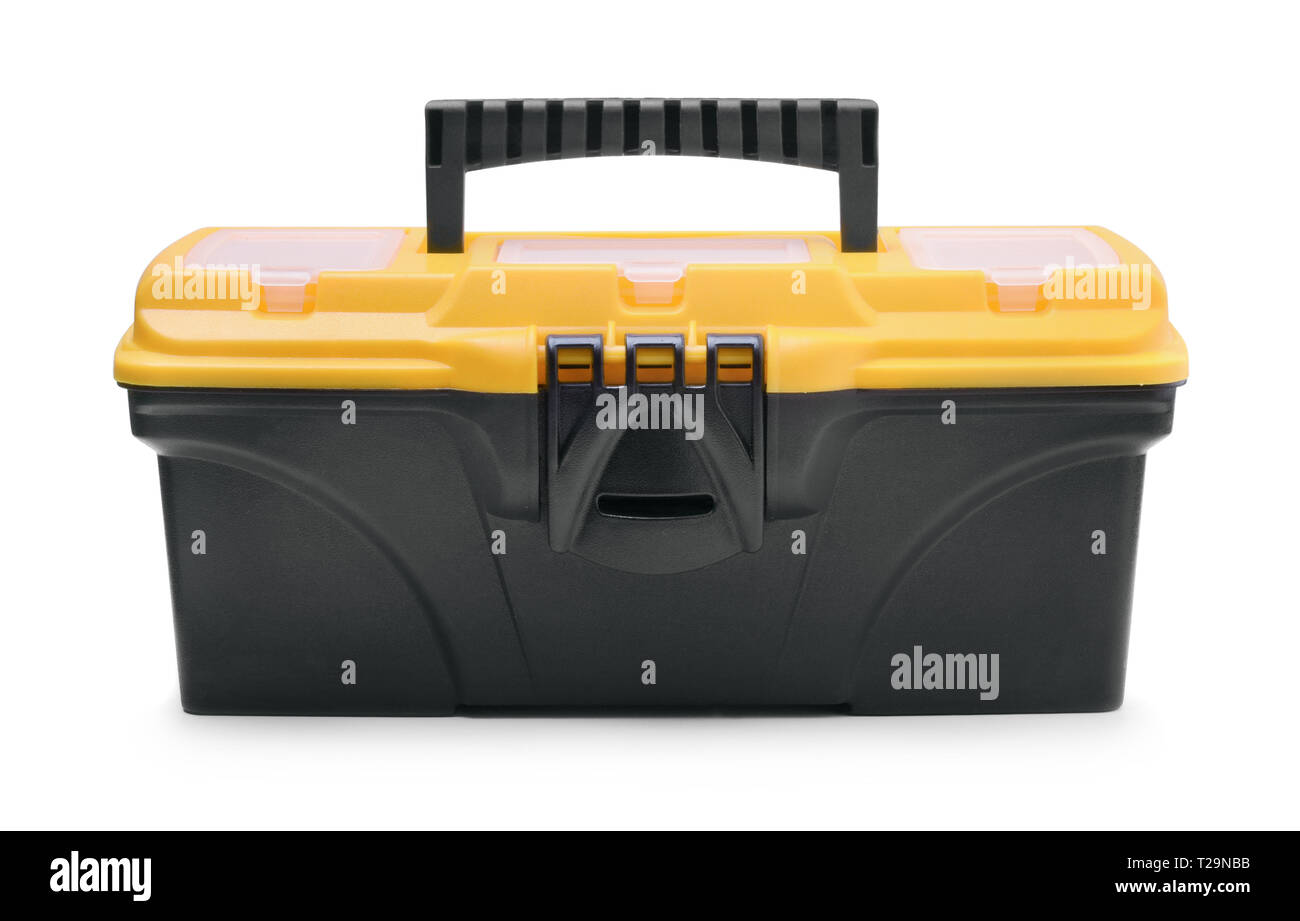 Plastic tool box isolated on white background Stock Photo