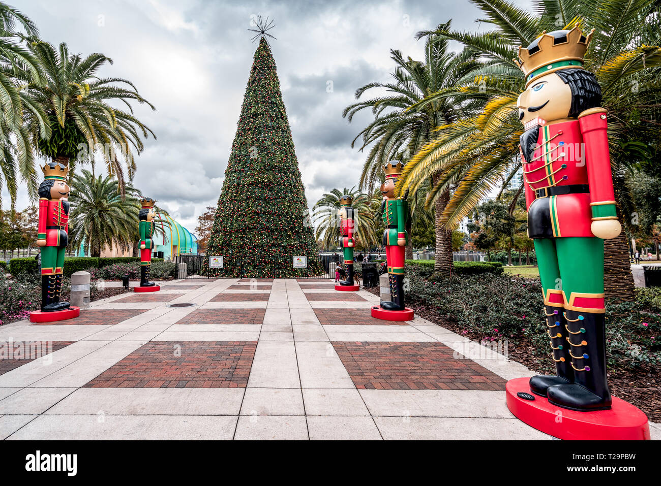 ORLANDO, FLORIDA, USA DECEMBER, 2018 Christmas Tree and Nutcracker