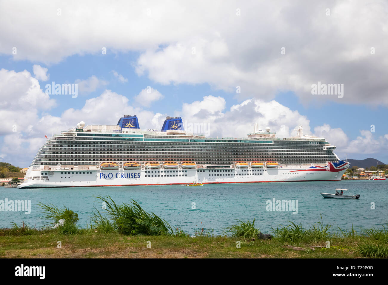 Brittania Cruise Ship Moored In Castries St Lucia In The Caribbean Stock Photo Alamy